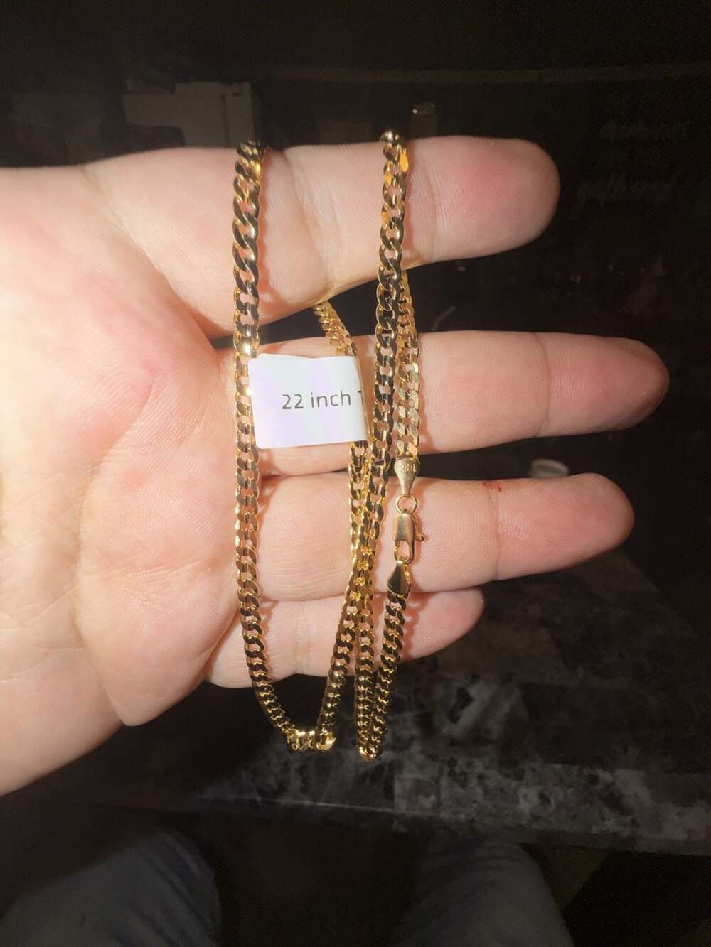 22 Inch  14k plated Gold Cuban Link Chain